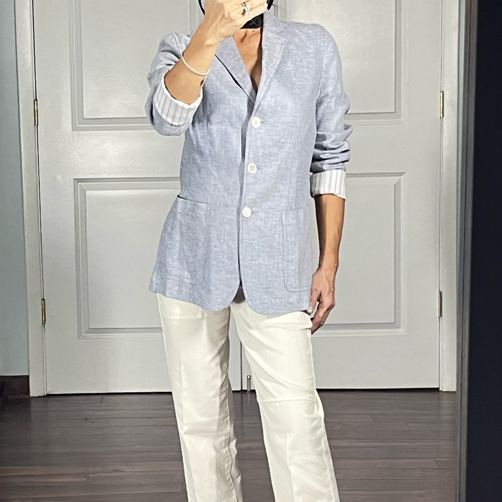Theory linen blend chambray jacket size 0 - Picture 4 of 11